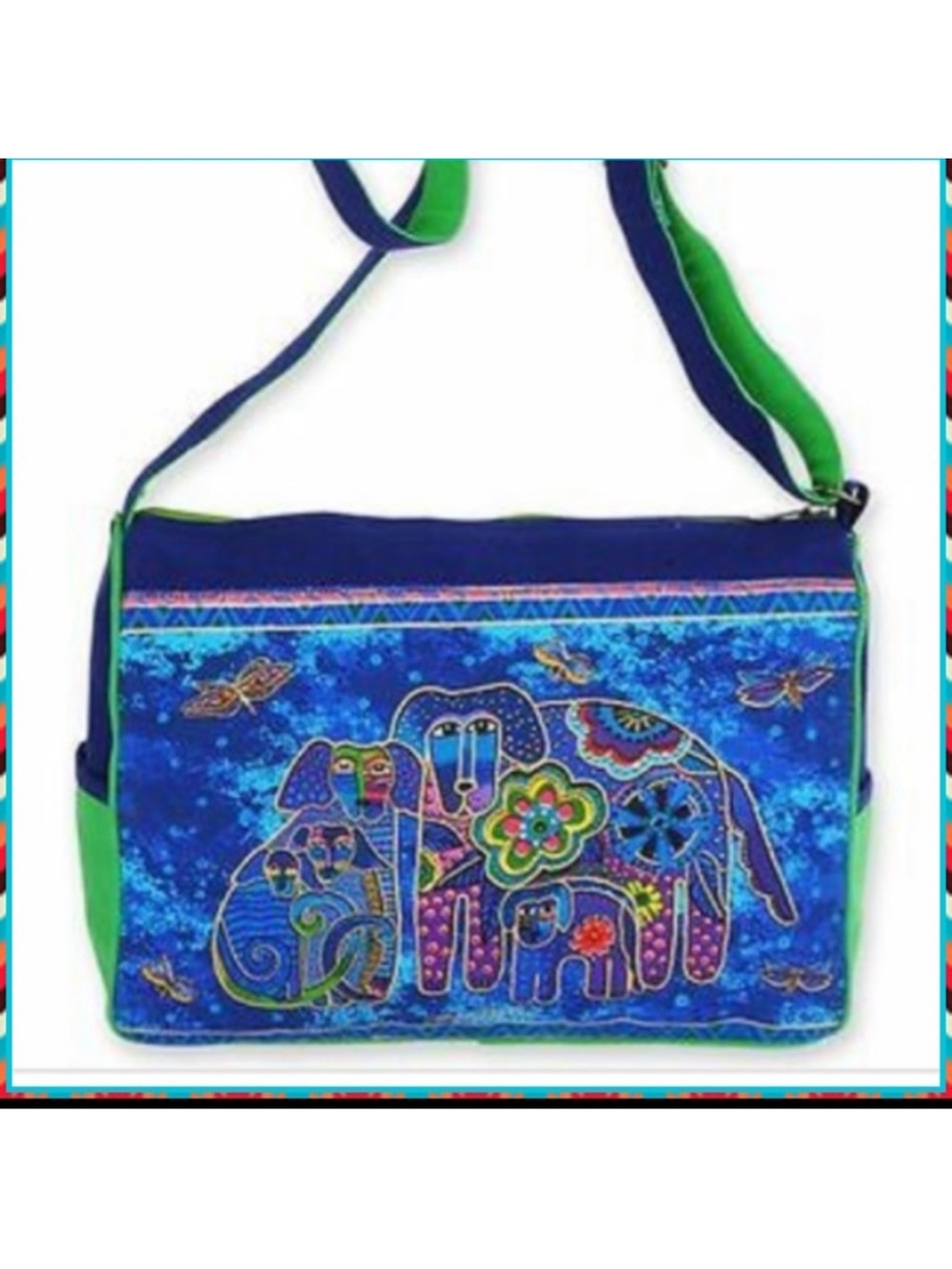 Laurel Burch Medium ~Canine Family Print ~Crossbody /Satchel LB4852 EUC - Picture 3 of 11